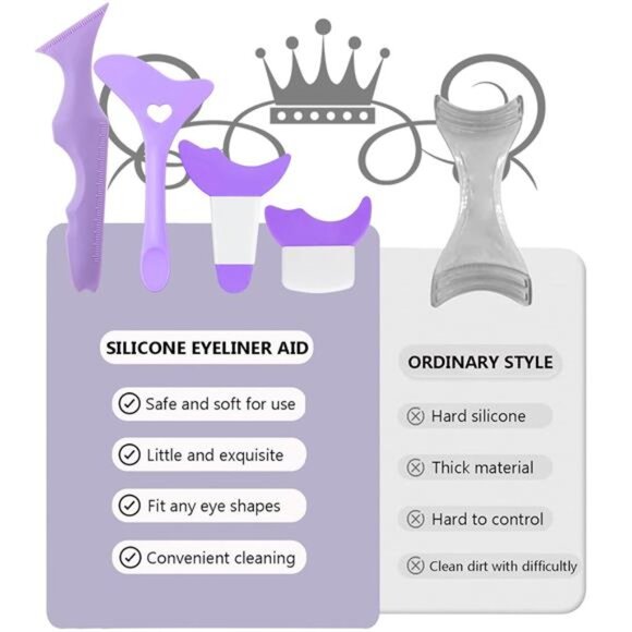 4Pcs Eyeliner Stencils Reusable Silicone Eyeliner guard(Purple) - Picture 4 of 7